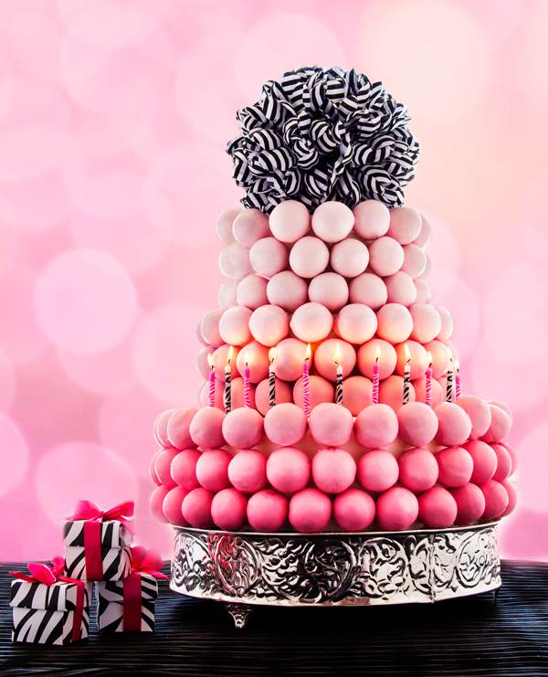 pink ombre cake ball cake